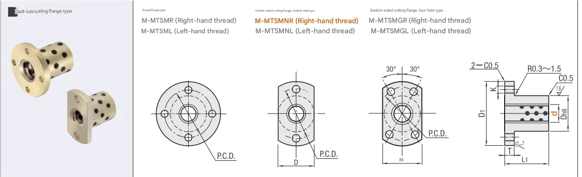 Oil Free Trapezoidal Nut